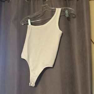 White ONE SHOULDER body suit